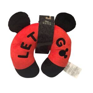 Disney MICKEY MOUSE LET'S GO Red Black Travel Pillow with Ears